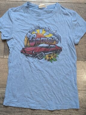 Y2k Mighty Fine Light Blue Camaro Graphic Vintage Tee